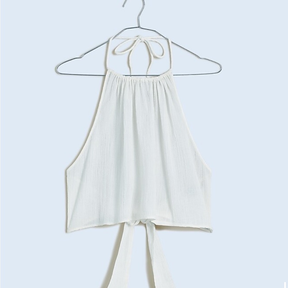 Madewell Crinkle Cotton White Halter Top